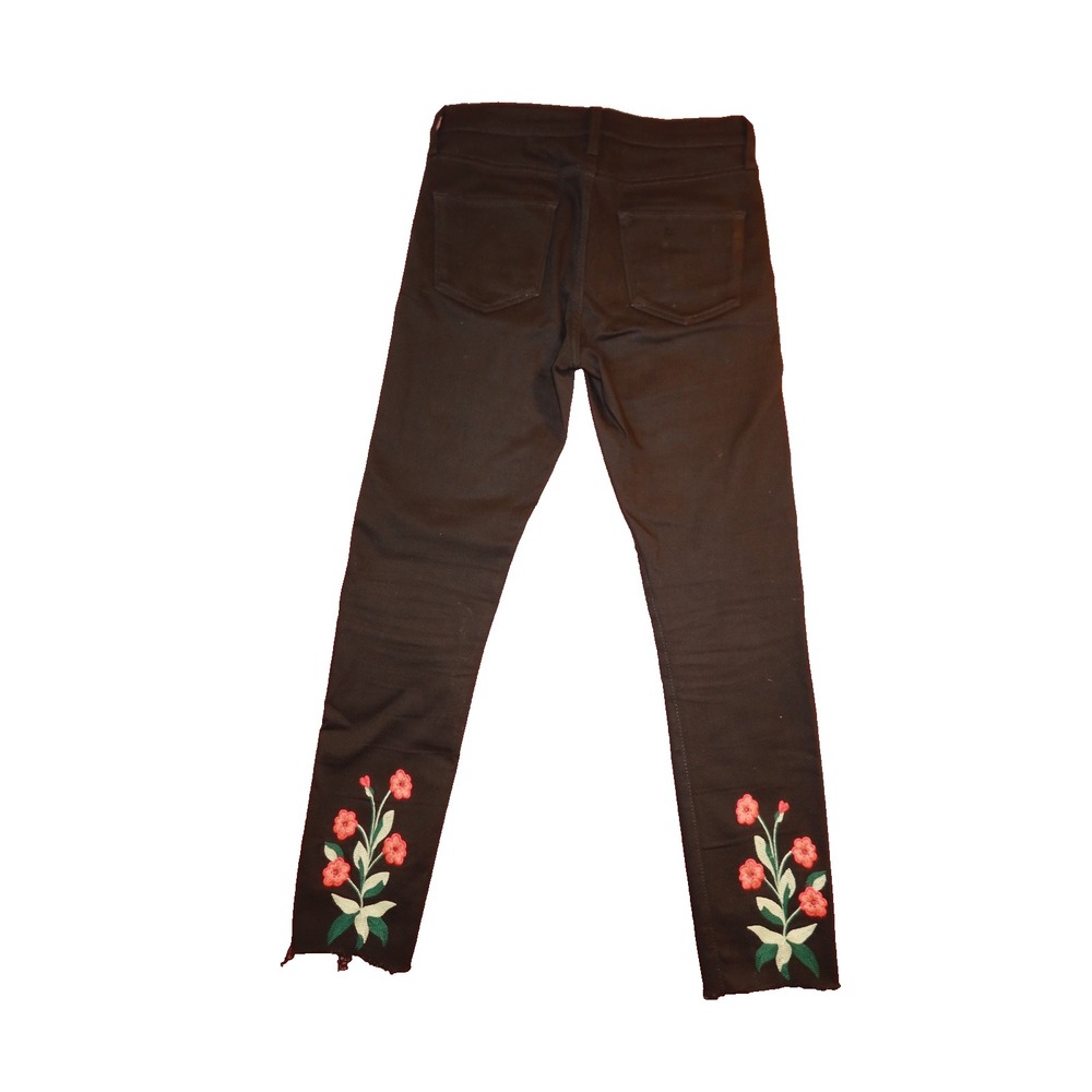 Gucci floral embroidered Black Skinny Jeans Size 27 Made in Italy Raw Frayed Hem